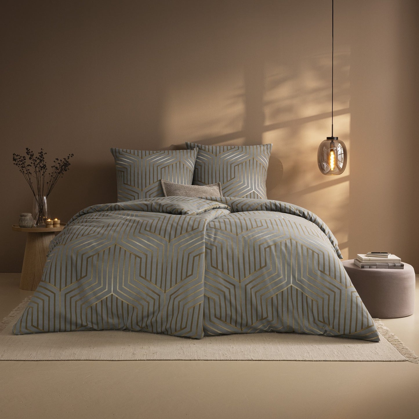 Estella Edelflanell Bettwäsche Daiano 5484-810 Linien grau 135x200