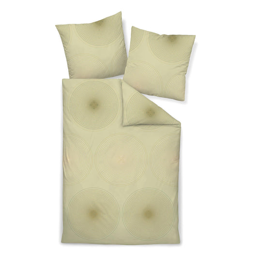 Janine Interlock Jersey Bettwäsche Carmen 55086-06 Kreise grün 135x200