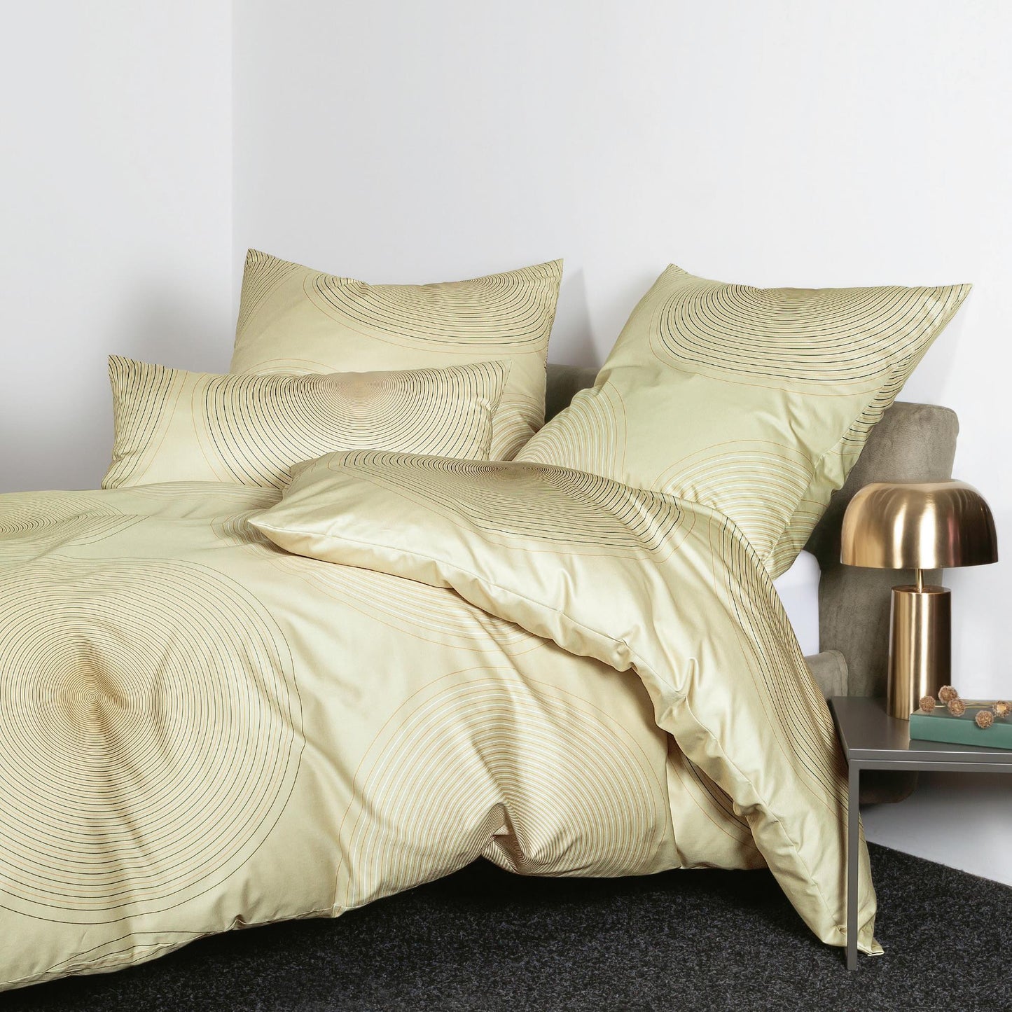 Janine Interlock Jersey Bettwäsche Carmen 55086-06 Kreise grün 135x200