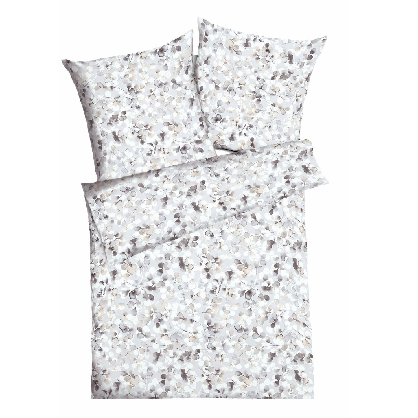 Bettwäsche Kaeppel Satin 565-639 Stein grau beige Blätter 135x200