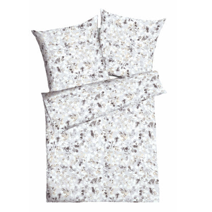 Bettwäsche Kaeppel Satin 565-639 Stein grau beige Blätter 135x200