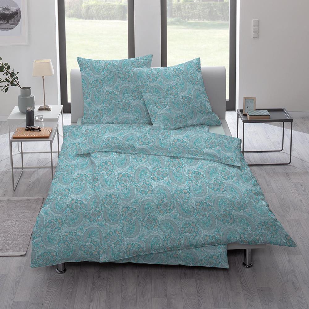 Estella Interlock Jersey Bettwäsche 6022-640 Paisley Azur Blau 135x200