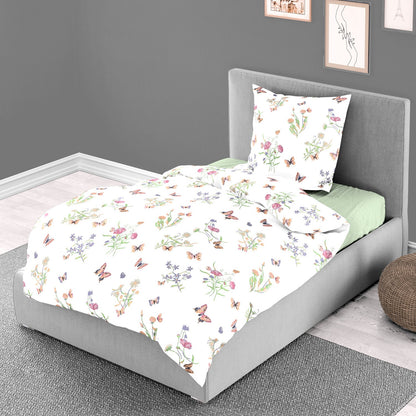 Bettwäsche Bierbaum Mako Satin 6117-10 Schmetterling Blumen 135x200