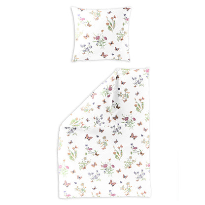 Bettwäsche Bierbaum Mako Satin 6117-10 Schmetterling Blumen 135x200