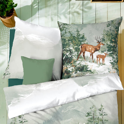 Bettwäsche Kaeppel Biber 614-503 Majestic Deer Reh Wald grün 135x200
