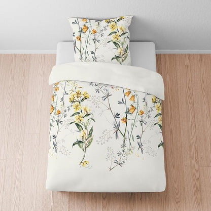 Biberna Mako Satin Bettwäsche 0616321-569 Blumen perlmutt 135x200