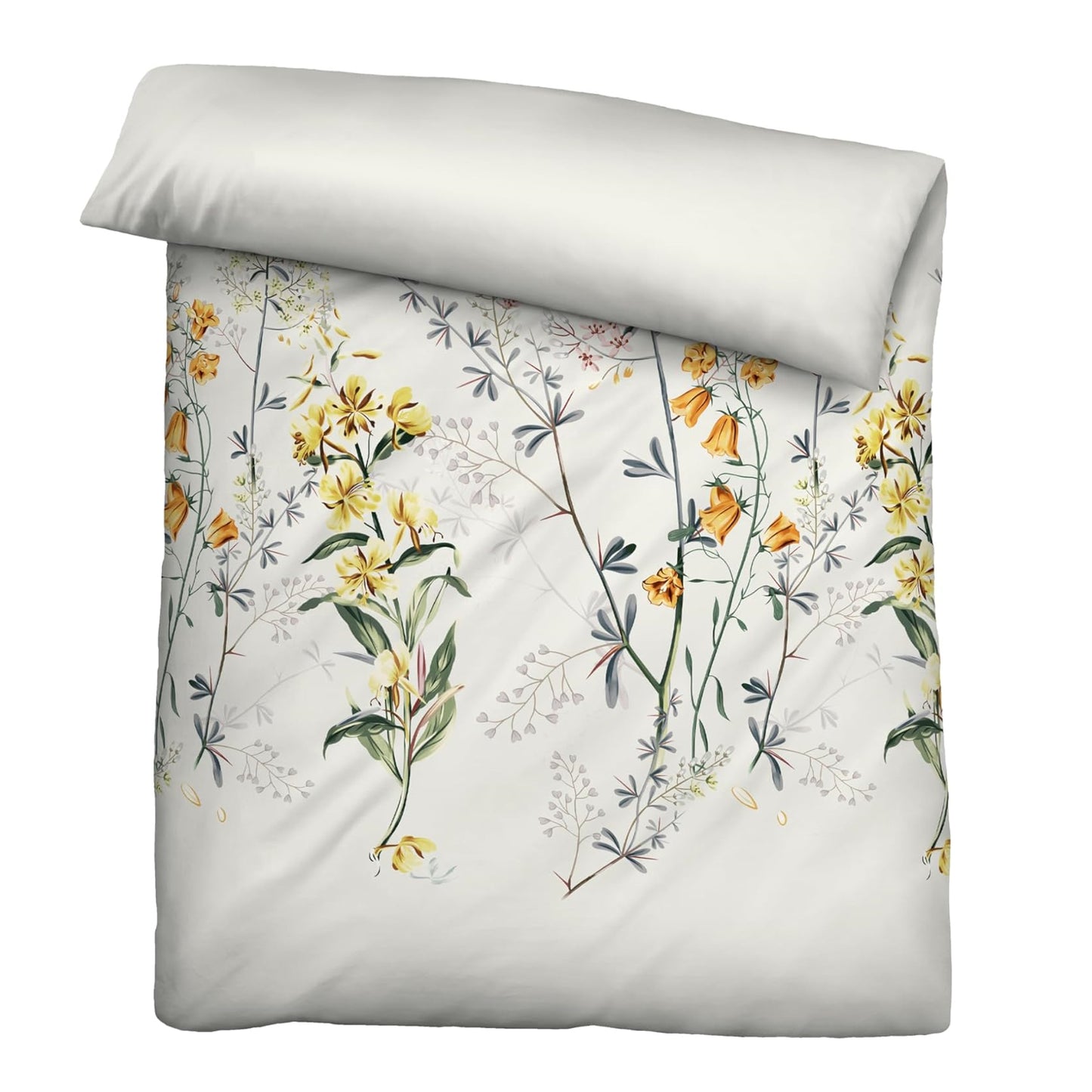 Biberna Mako Satin Bettwäsche 0616321-569 Blumen perlmutt 135x200