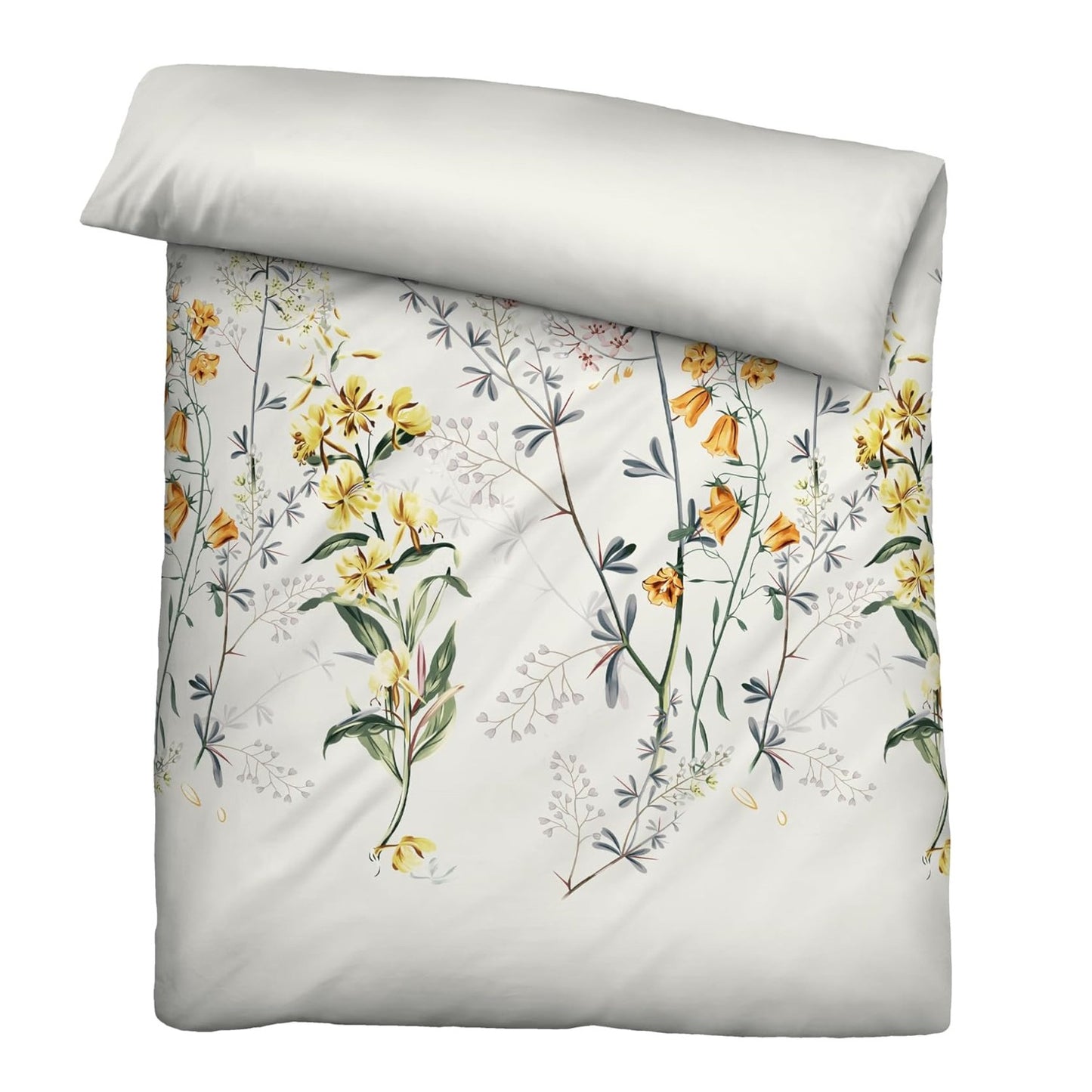 Biberna Mako Satin Bettwäsche 0616321-569 Blumen perlmutt 135x200