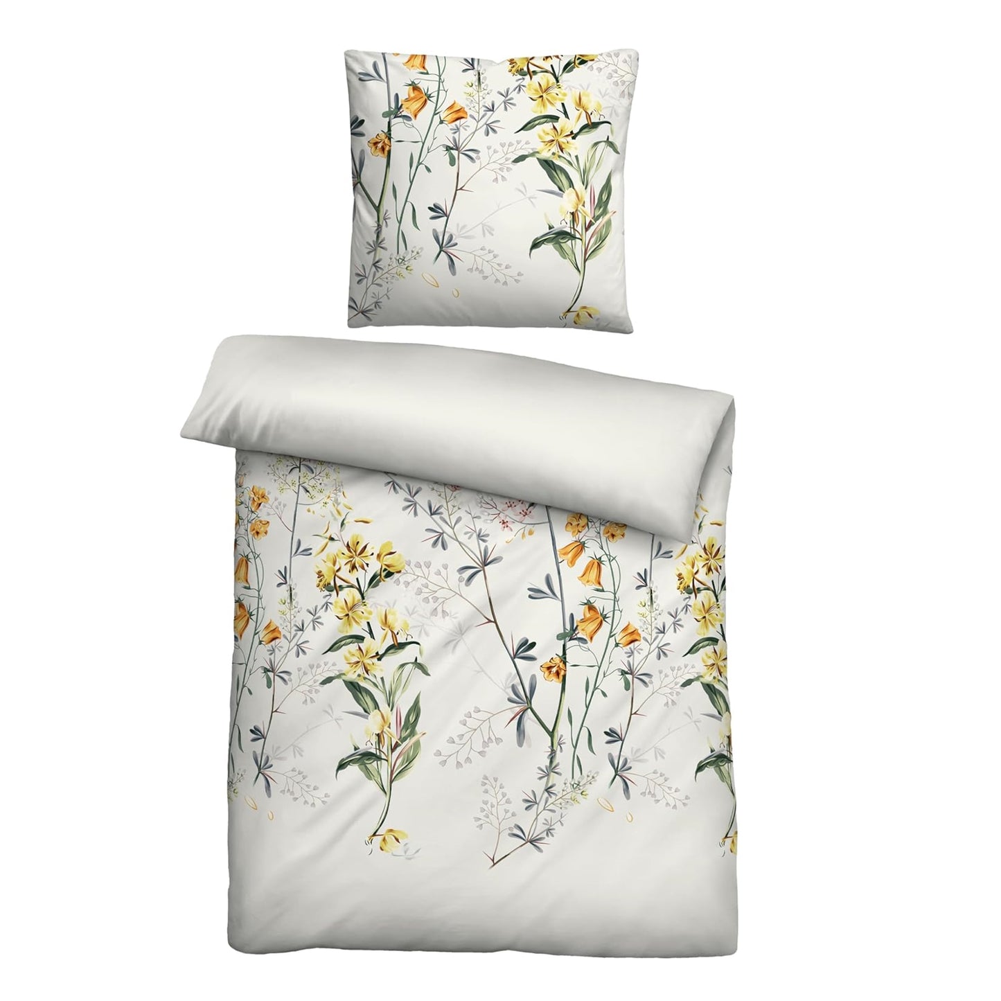 Biberna Mako Satin Bettwäsche 0616321-569 Blumen perlmutt 135x200