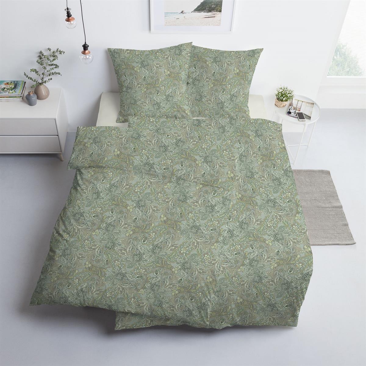 Estella Interlock Jersey Bettwäsche 6171-532 salbei Paisley 135x200