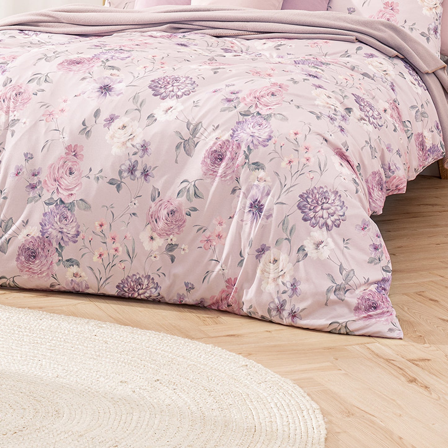 Estella Interlock Jersey Bettwäsche Gladys 6185-620 Blume Lila 135x200