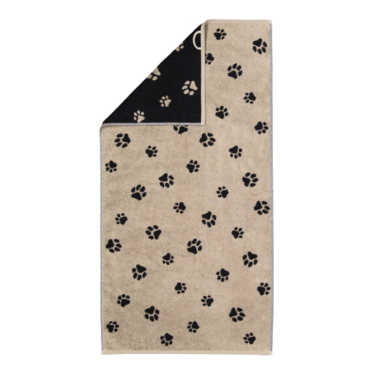 Cawö Handtuch Duschtuch Gästetuch We love Dogs 6247-93 Pfoten Schwarz