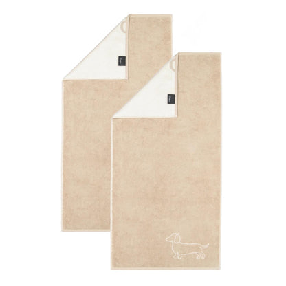 2 Stück Cawö We love Dogs Handtücher 6248-33 Dackel Natur 50x100