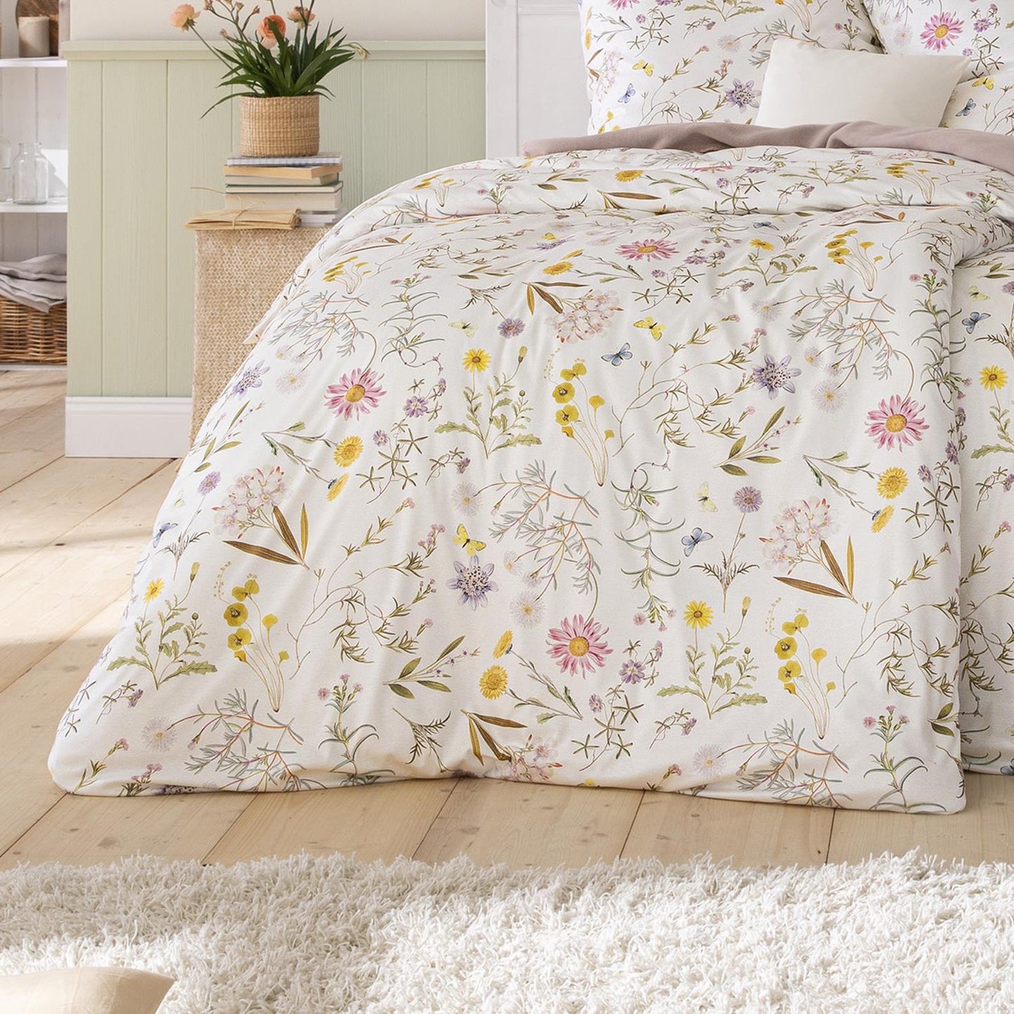 Estella Interlock Jersey Bettwäsche Marica 6254-985 Blumen 135x200