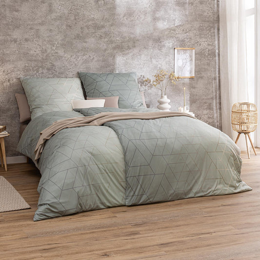 Luxuriöse Bettwäsche aus hautsympathischer Interlock Jersey – gemachtes Bett im Design Svea, ideal für Allergiker.