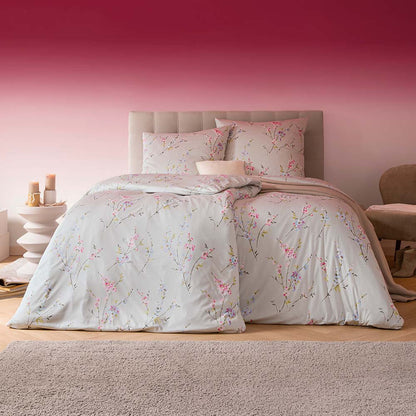 Estella Interlock Jersey Bettwäsche Elsa 6276-820 Blumen Grau 135x200