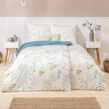 Estella Interlock Jersey Bettwäsche Visby 6295-520 Blumen Mint 135x200