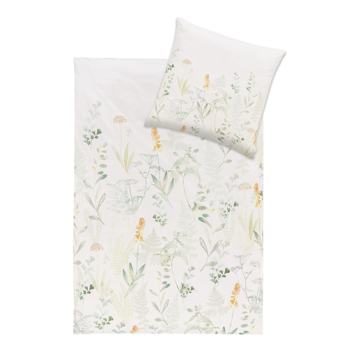 Estella Interlock Jersey Bettwäsche Visby 6295-530 Blumen Grün 135x200