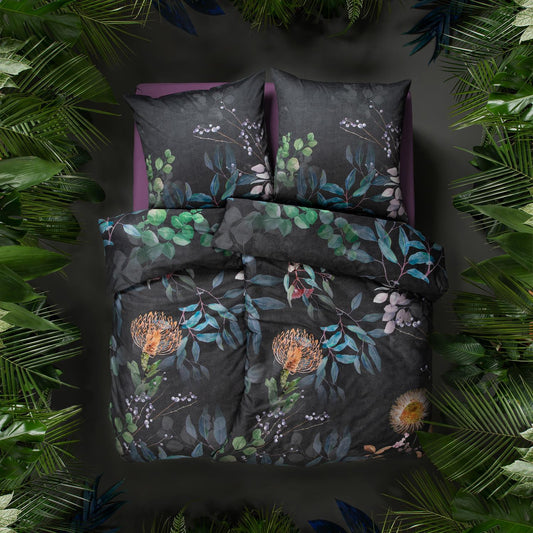 Estella Interlock Jersey Bettwäsche Midnight 6298-985 Blumen 135x200