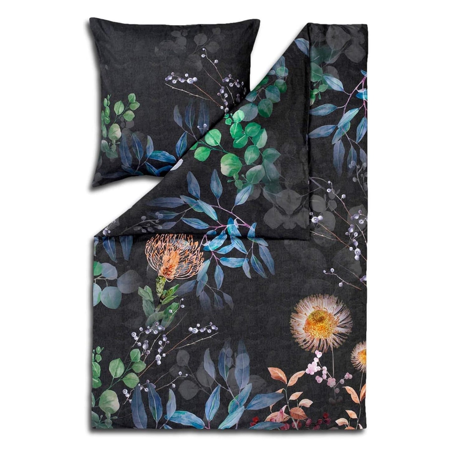 Estella Interlock Jersey Bettwäsche Midnight 6298-985 Blumen 135x200