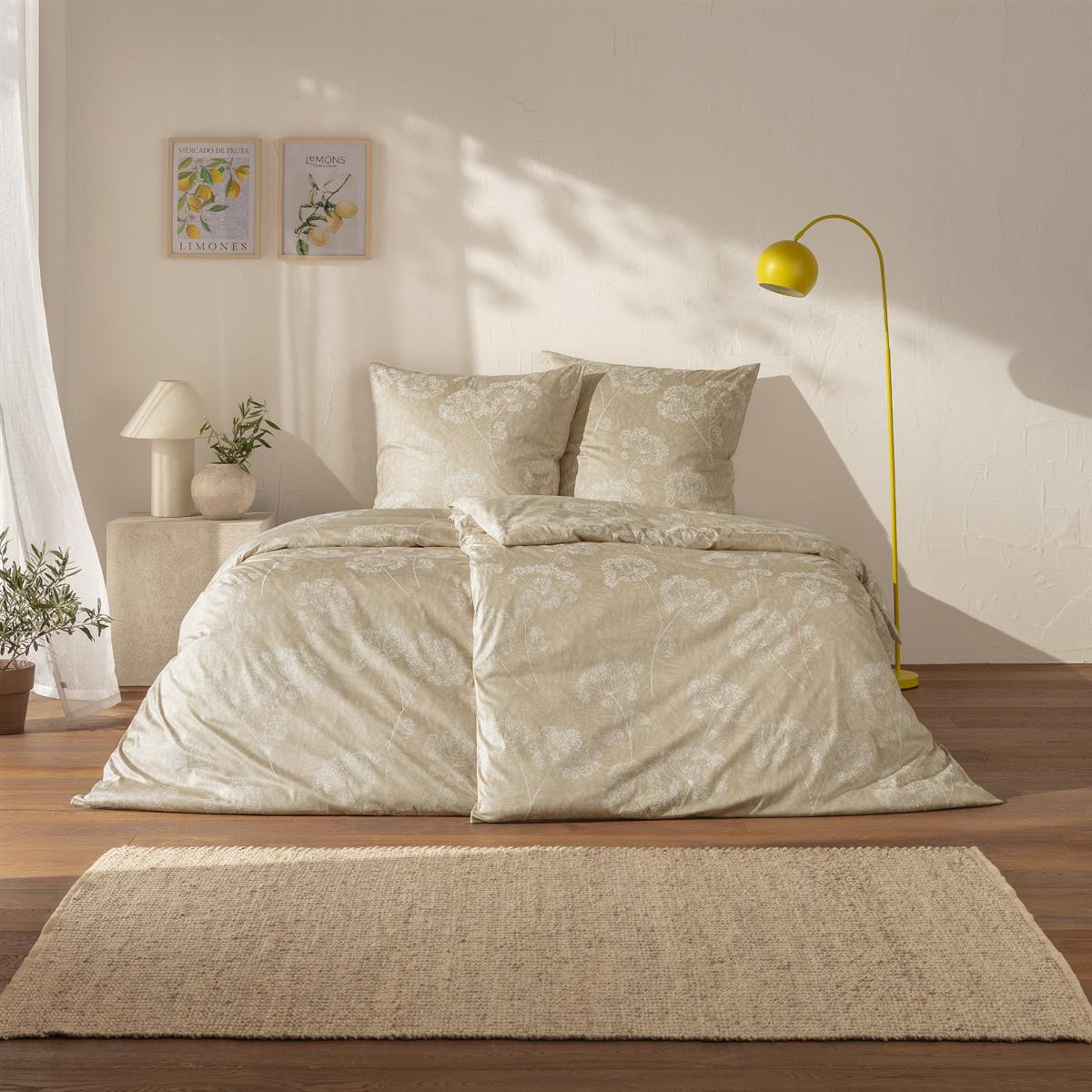 Estella Interlock Jersey Bettwäsche Anja 6345-180 sand Blumen 135x200