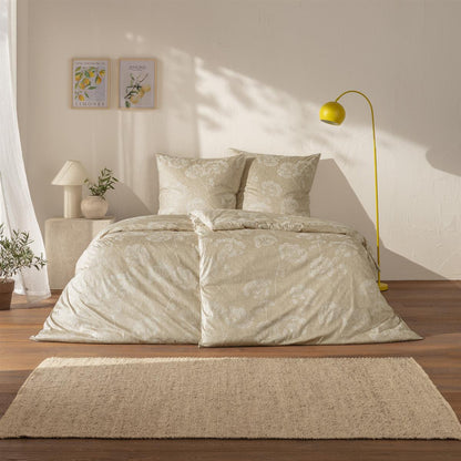 Estella Interlock Jersey Bettwäsche Anja 6345-180 sand Blumen 135x200