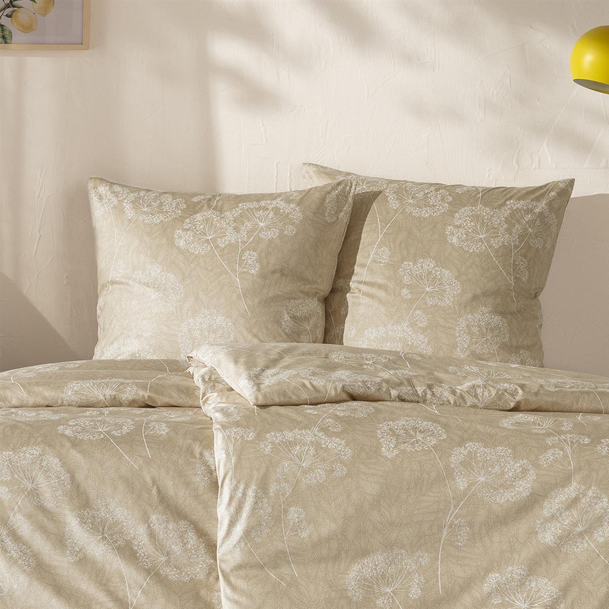 Estella Interlock Jersey Bettwäsche Anja 6345-180 sand Blumen 135x200
