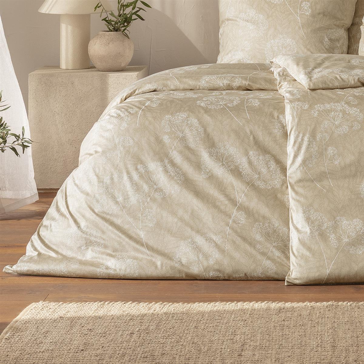 Estella Interlock Jersey Bettwäsche Anja 6345-180 sand Blumen 135x200