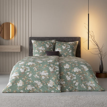 Estella Interlock Jersey Bettwäsche Frida 6348-532 Blumen Grün 135x200