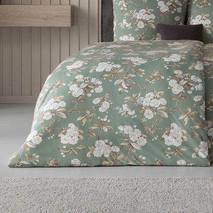 Estella Interlock Jersey Bettwäsche Frida 6348-532 Blumen Grün 135x200