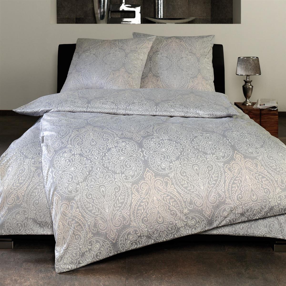 Estella Interlock Jersey Bettwäsche 6422-820 silber Ornamente 135x200