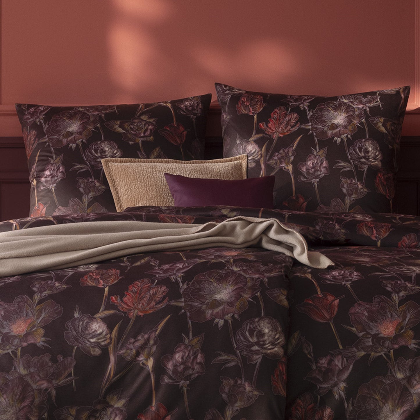 Estella Interlock Jersey Bettwäsche Zoe 6503-405 Vino Blumen 135x200