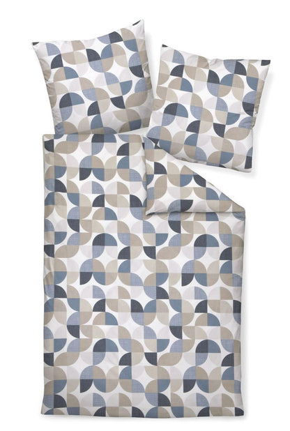 Janine Feinbiber Bettwäsche Davos 65121-02 Denim weiß blau 135x200