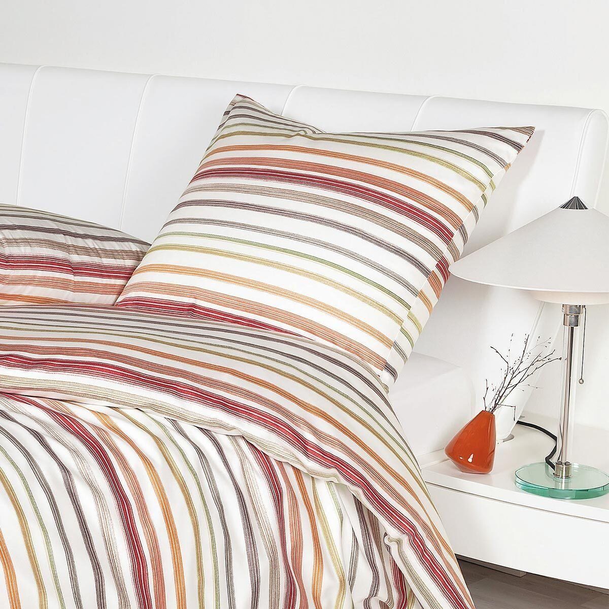Janine Mako Satin Bettwäsche Palermo 31127-04 bunt Streifen 135x200