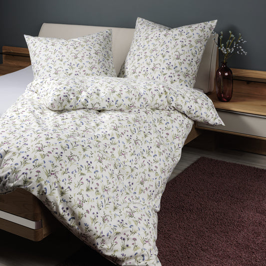 Janine Feinbiber Bettwäsche Davos 65173-05 Blumen Blau Lila 135x200