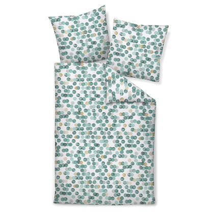 Janine Feinbiber Bettwäsche Davos 65176-06 Punkte Grün Sand 135x200