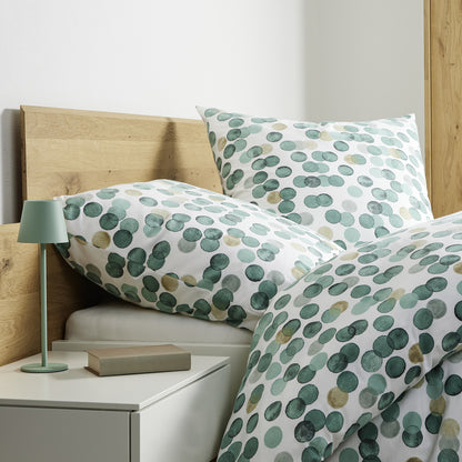 Janine Feinbiber Bettwäsche Davos 65176-06 Punkte Grün Sand 135x200
