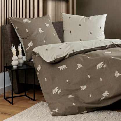 Janine Feinbiber Bettwäsche Davos 65199-07 Bären beige braun 135x200