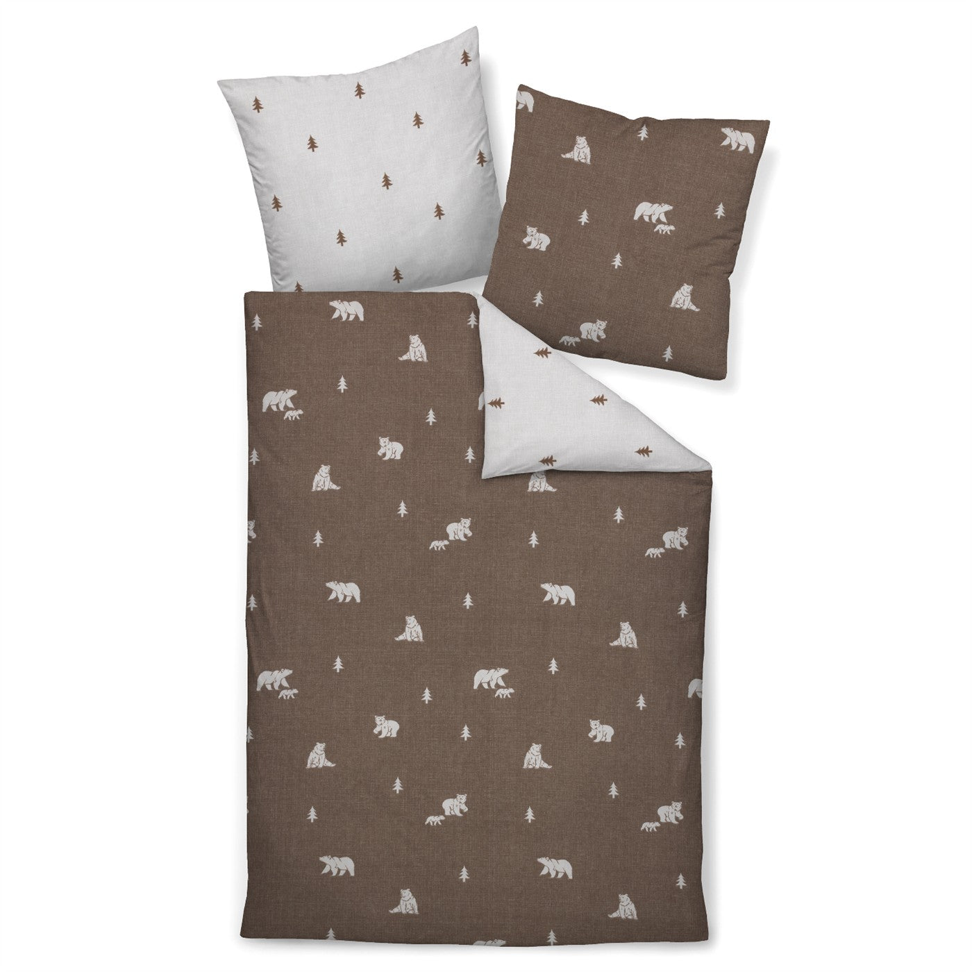 Janine Feinbiber Bettwäsche Davos 65199-07 Bären beige braun 135x200