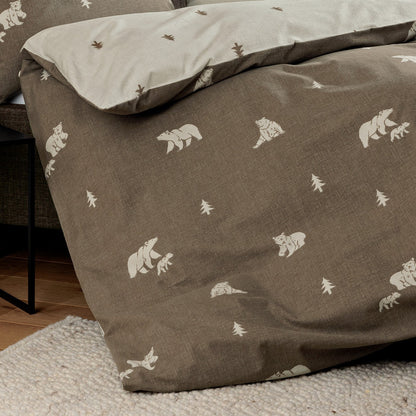 Janine Feinbiber Bettwäsche Davos 65199-07 Bären beige braun 135x200