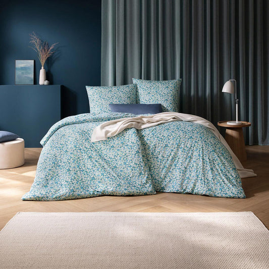 Estella Interlock Jersey Bettwäsche Tina 6545-051 cyan floral 135x200