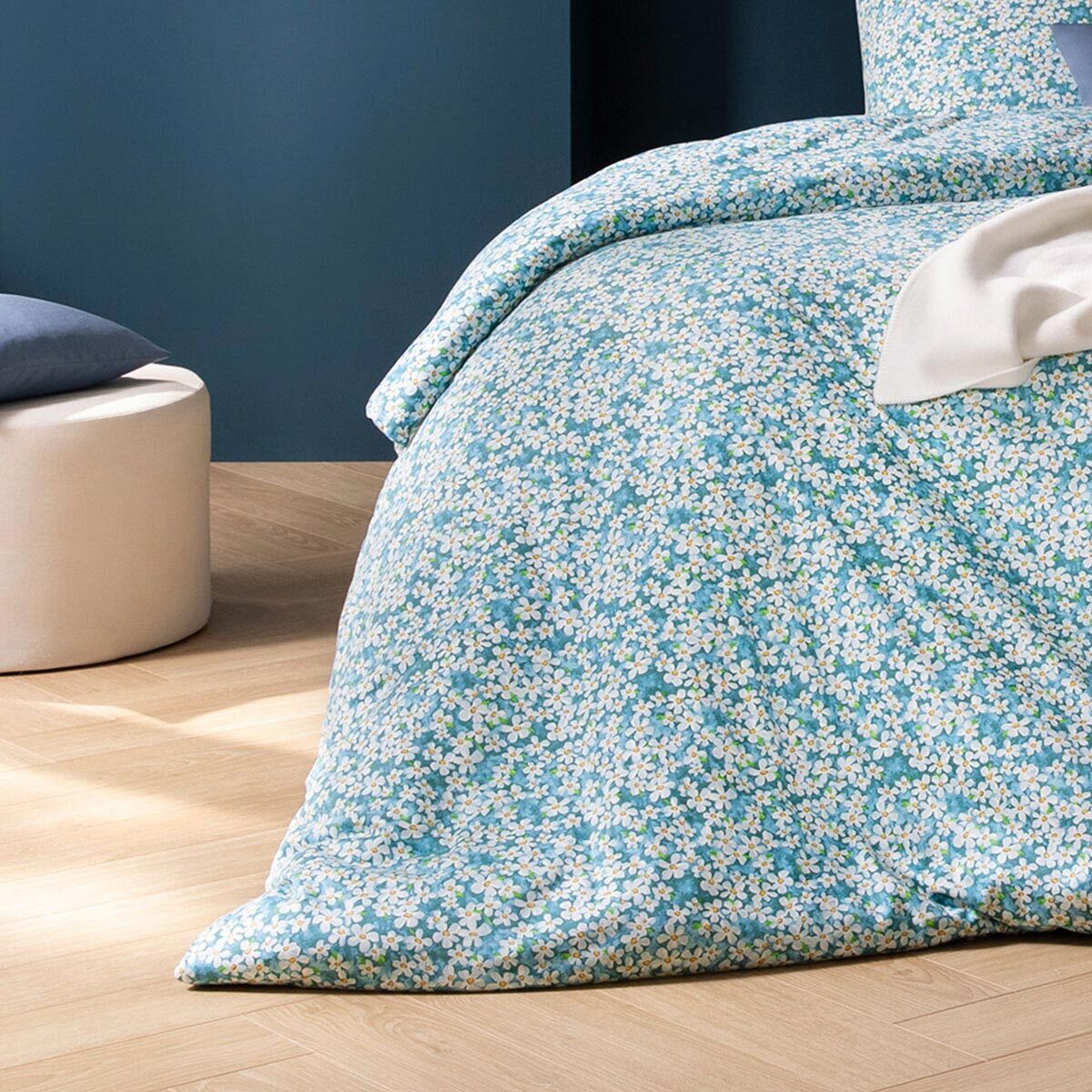 Estella Interlock Jersey Bettwäsche Tina 6545-051 cyan floral 135x200