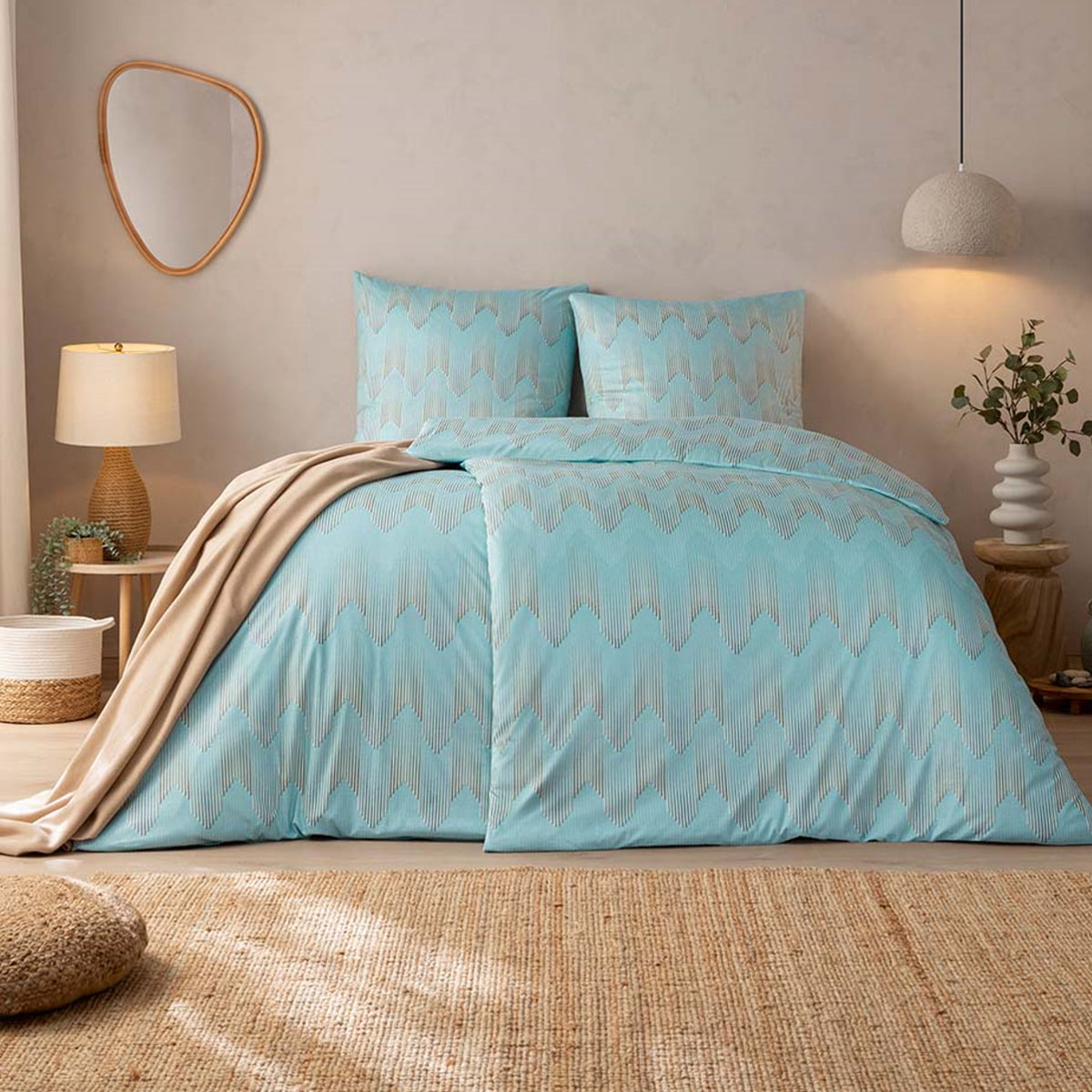 Estella Interlock Jersey Bettwäsche Cielo 6613-640 azur grau 135x200