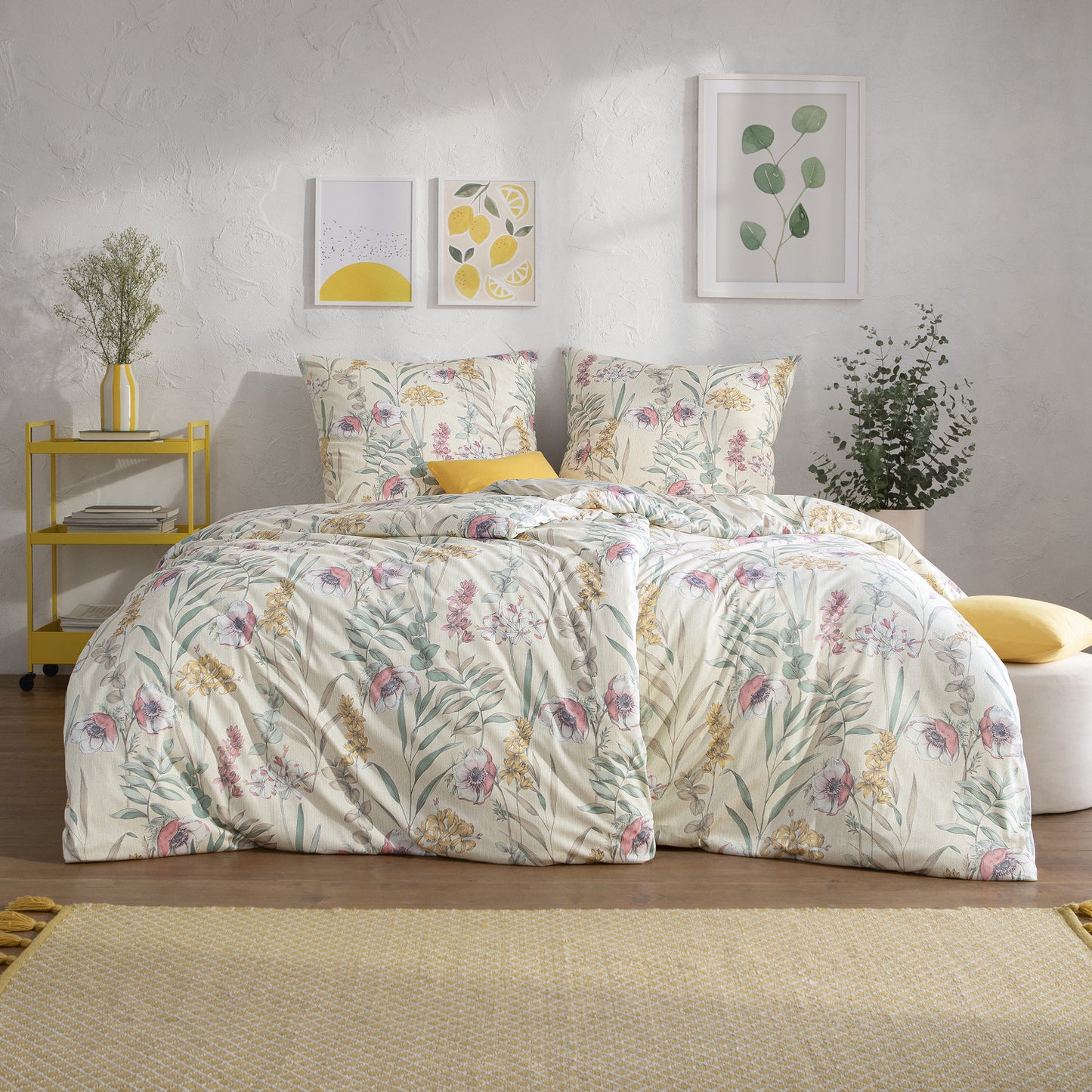 Estella Interlock Jersey Bettwäsche Lyra 6617-230 Blumen Natur 135x200
