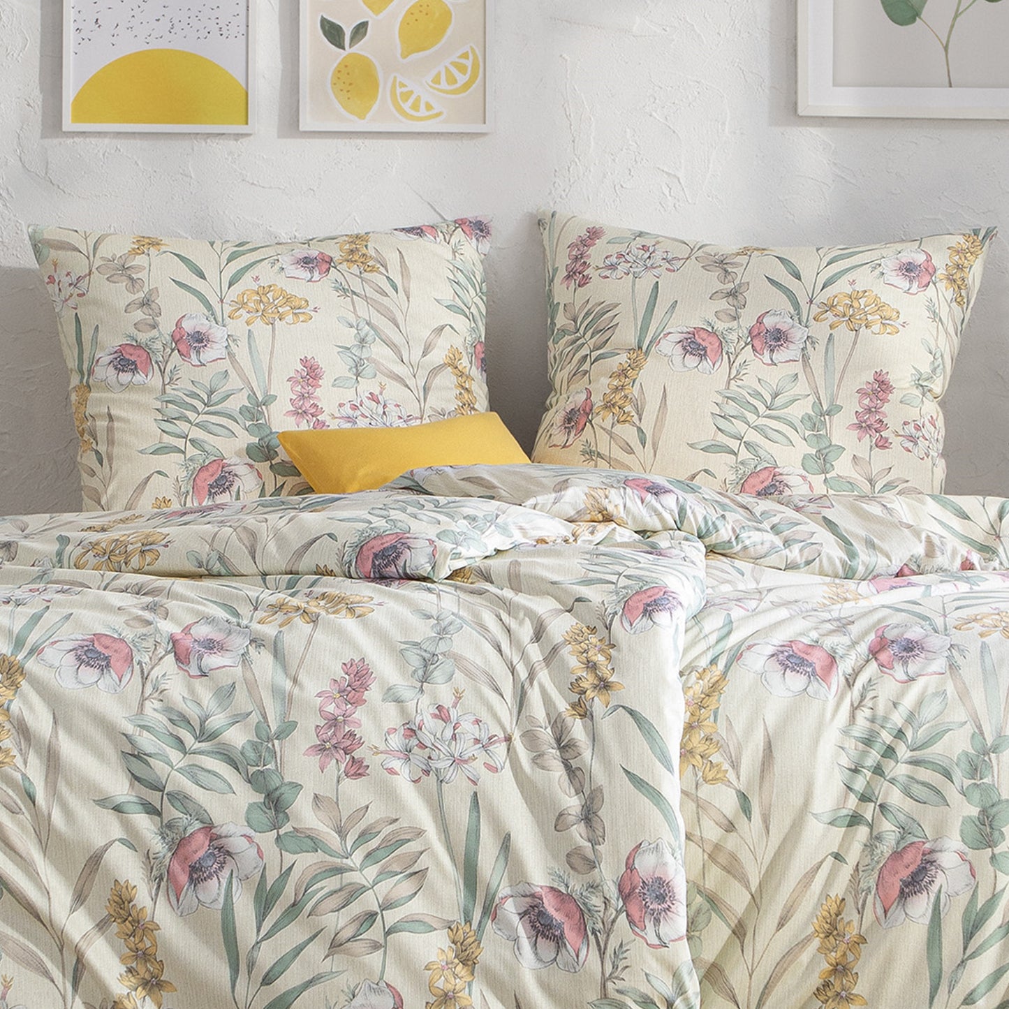 Estella Interlock Jersey Bettwäsche Lyra 6617-230 Blumen Natur 135x200