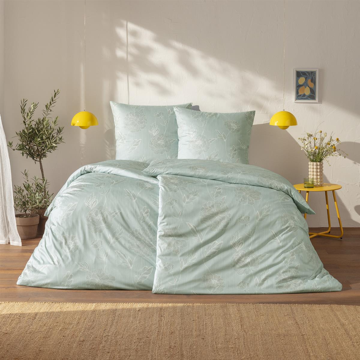 Estella Interlock Jersey Bettwäsche Edessa 6759-614 eisblau 135x200