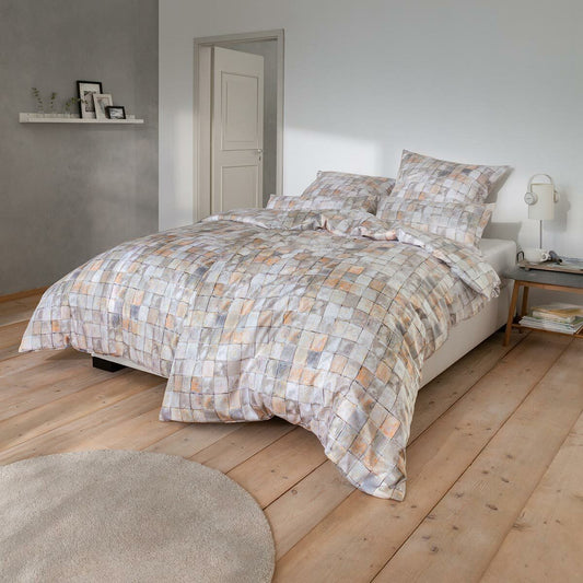 Estella Interlock Jersey Bettwäsche Paco 6853-195 Kariert Grau 135x200