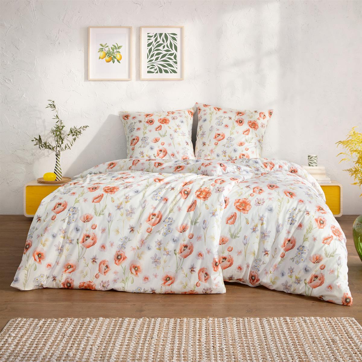 Estella Interlock Jersey Bettwäsche Elysia 6884-945 mohn Blume 135x200
