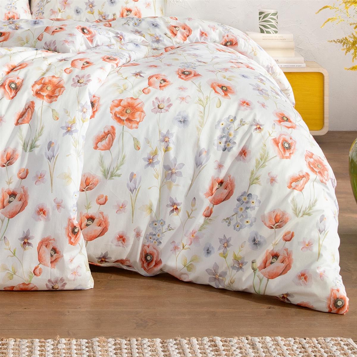 Estella Interlock Jersey Bettwäsche Elysia 6884-945 mohn Blume 135x200