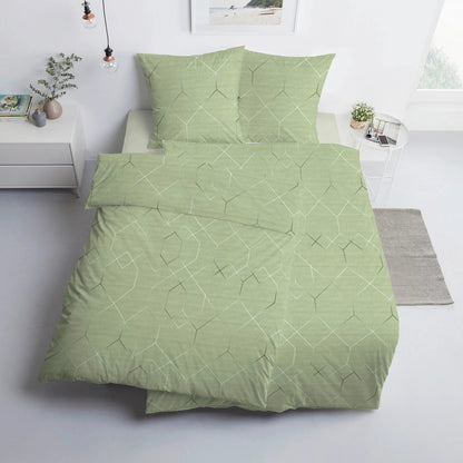 Estella Interlock Jersey Bettwäsche Titus 6886-530 grün Rauten 135x200